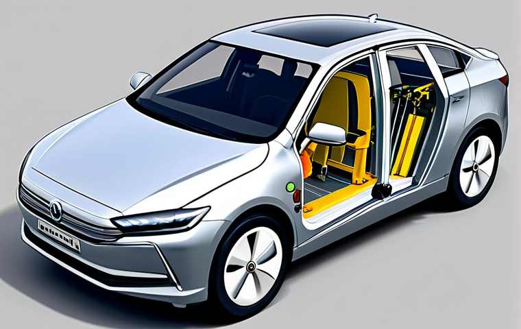 자동차정비 실무에서 하이브리드 차량 수리 - **Prompt:** A detailed view of a hybrid car's engine bay, showcasing the combustion engine and elect...